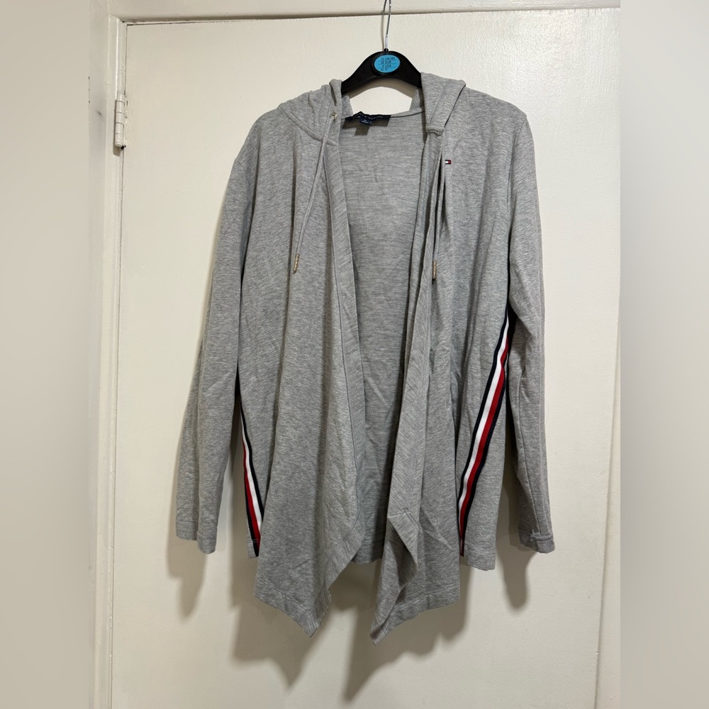 Tommy Hilfiger Gray Hooded Cardigan